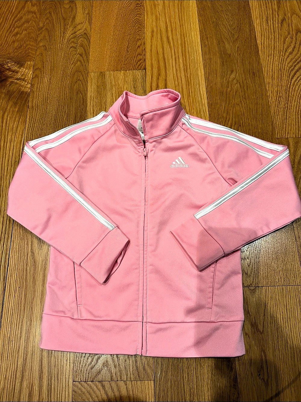 adidas kids baby light Pink Track Jacket Size 6 great condition white sporty
